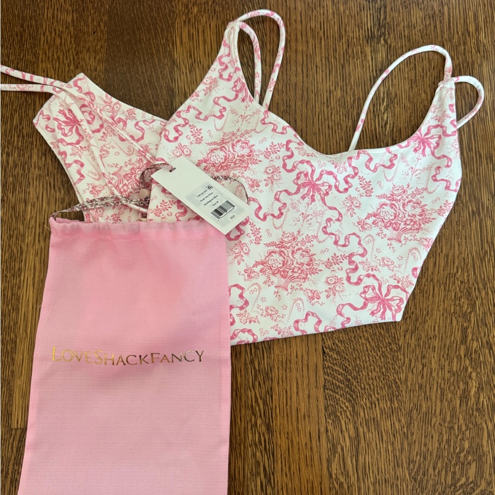 LoveShackFancy Pink and White Floral One-Piece Swimsuit - Picture 3 of 9